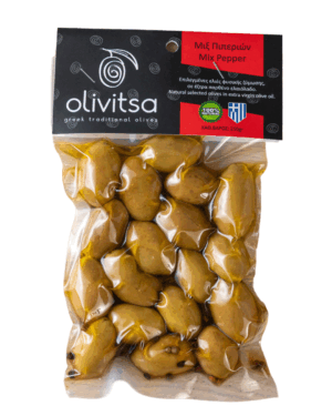 Πράσινες Ελιές Κυνουρίας με 4 Πιπέρια, Olivitsa